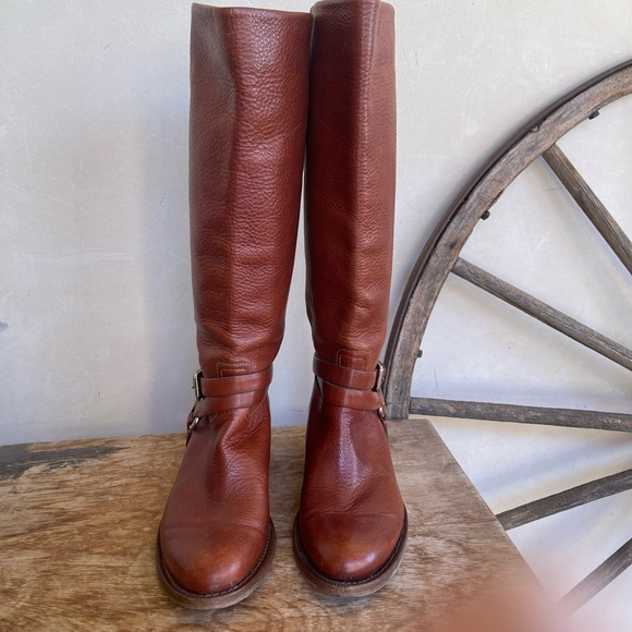 RALPH LAUREN COLLECTION Pebbled Leather Western Knee High Riding Boots 6B ITALY! - Picture 3 of 12